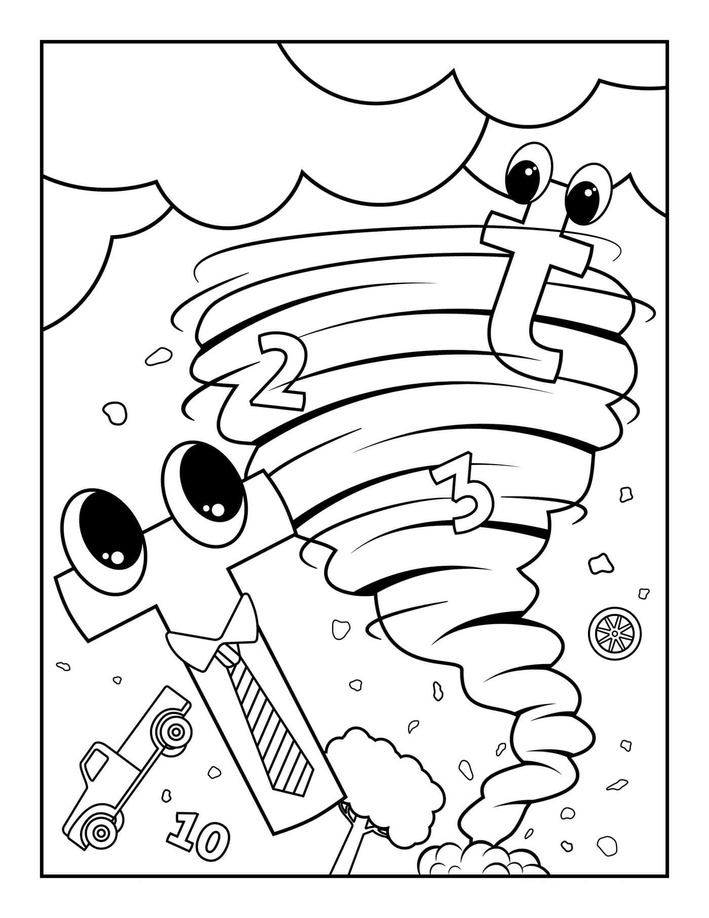 Tornado for kid coloring page