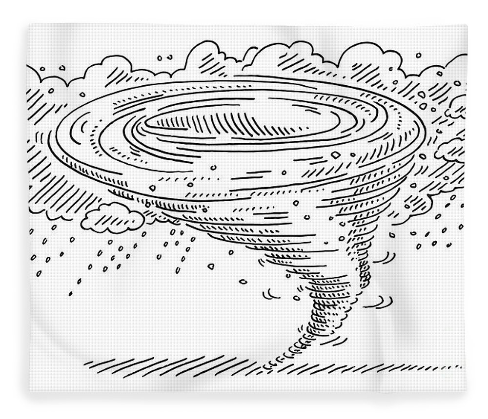 Dangerous tornado disaster drawing fleece blanket by frank ramspott