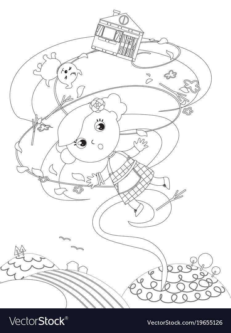 Coloring wonderful wizard of oz the tornado vector image