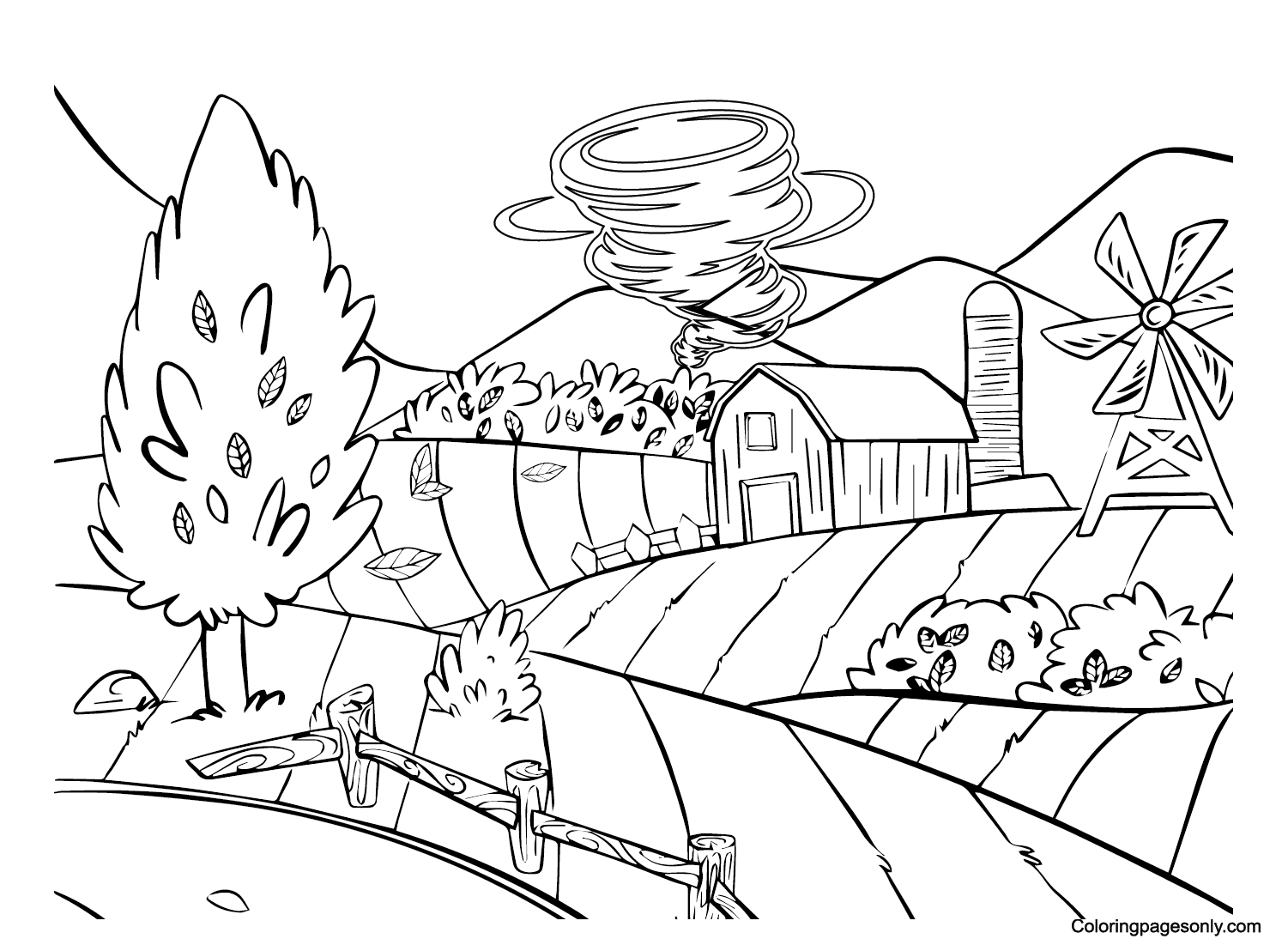 Tornado coloring pages