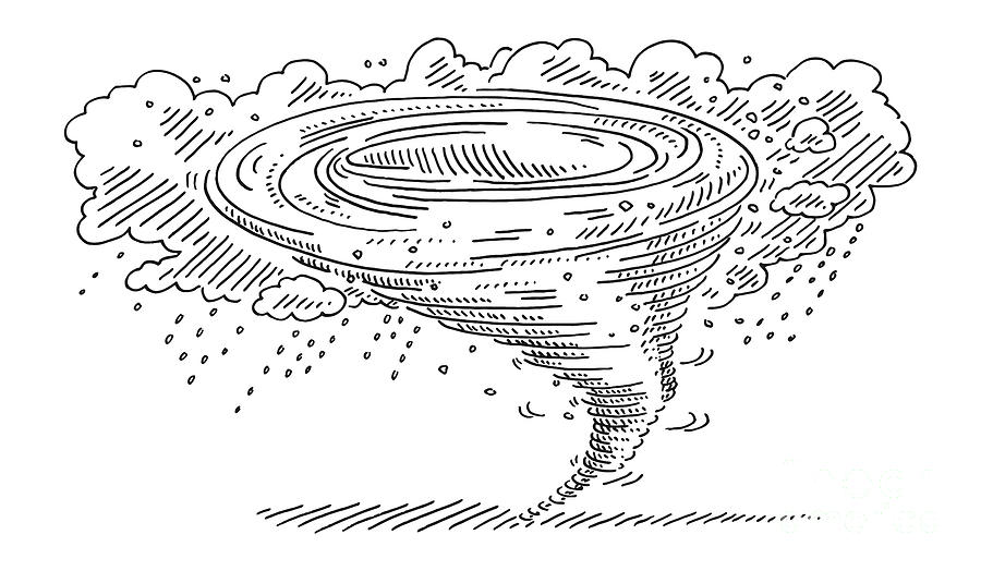 Dangerous tornado disaster drawing drawing by frank ramspott