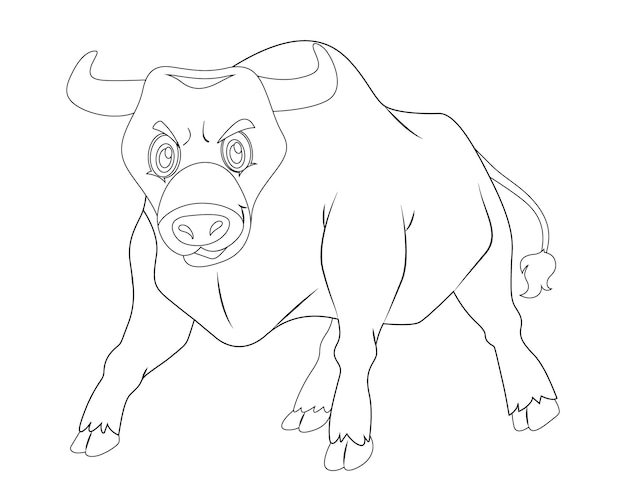Contorno animal toro loco vector premium
