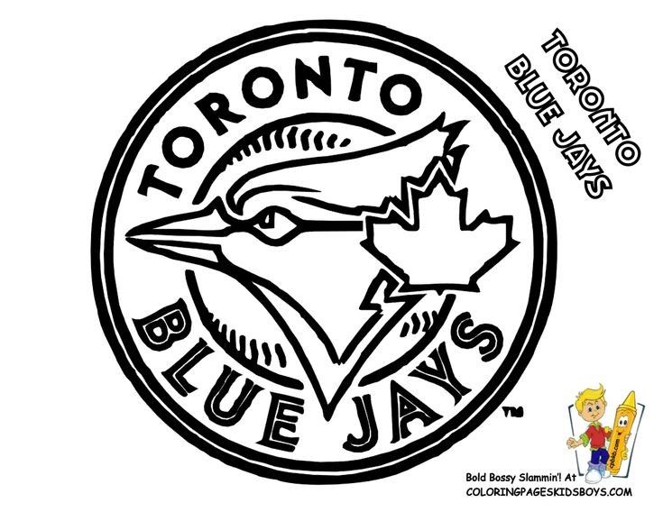 Colorful blue jays logo coloring page