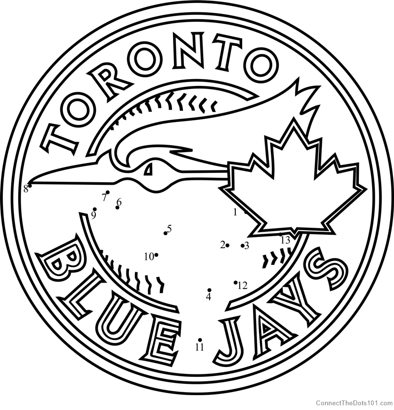 Toronto blue jays logo dot to dot printable worksheet