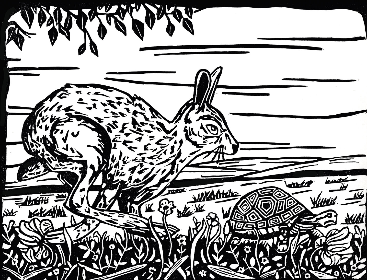 Tortoise and hare bw â bclocker art