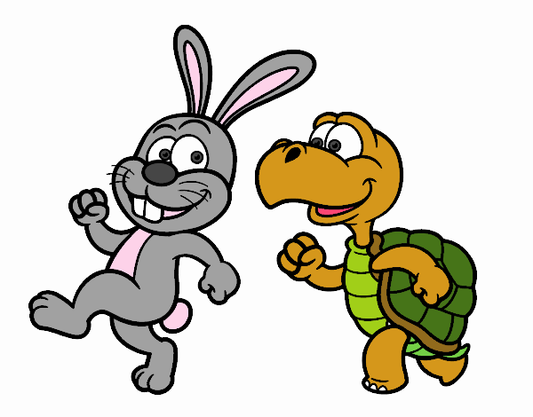 Colored page the hare and the tortoise painted by user not registered