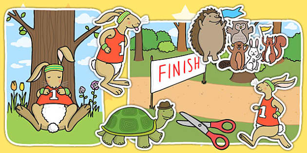 The tortoise and the hare story cut outs teacher made