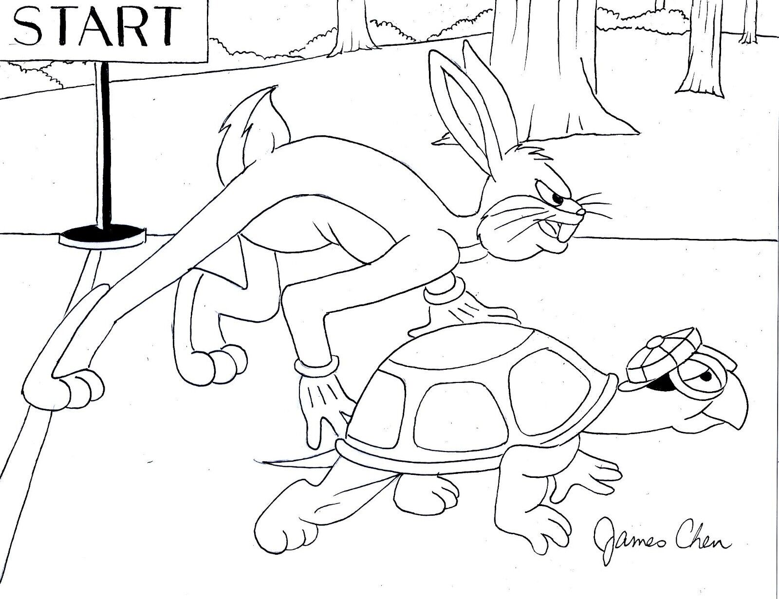 Bugs bunny tortoise beats hare original ic art on card stock