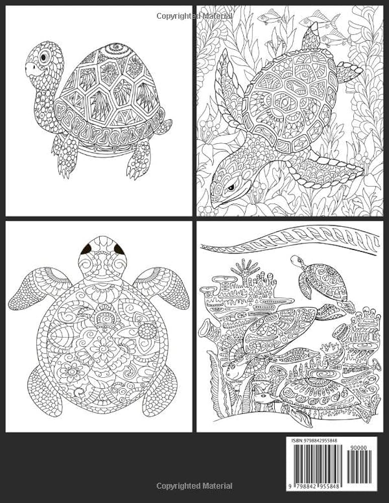 Tortoise coloring book beautiful coloring pages of turtle designs for adults relaxation with stress relieving animal designs hosen mozammel books