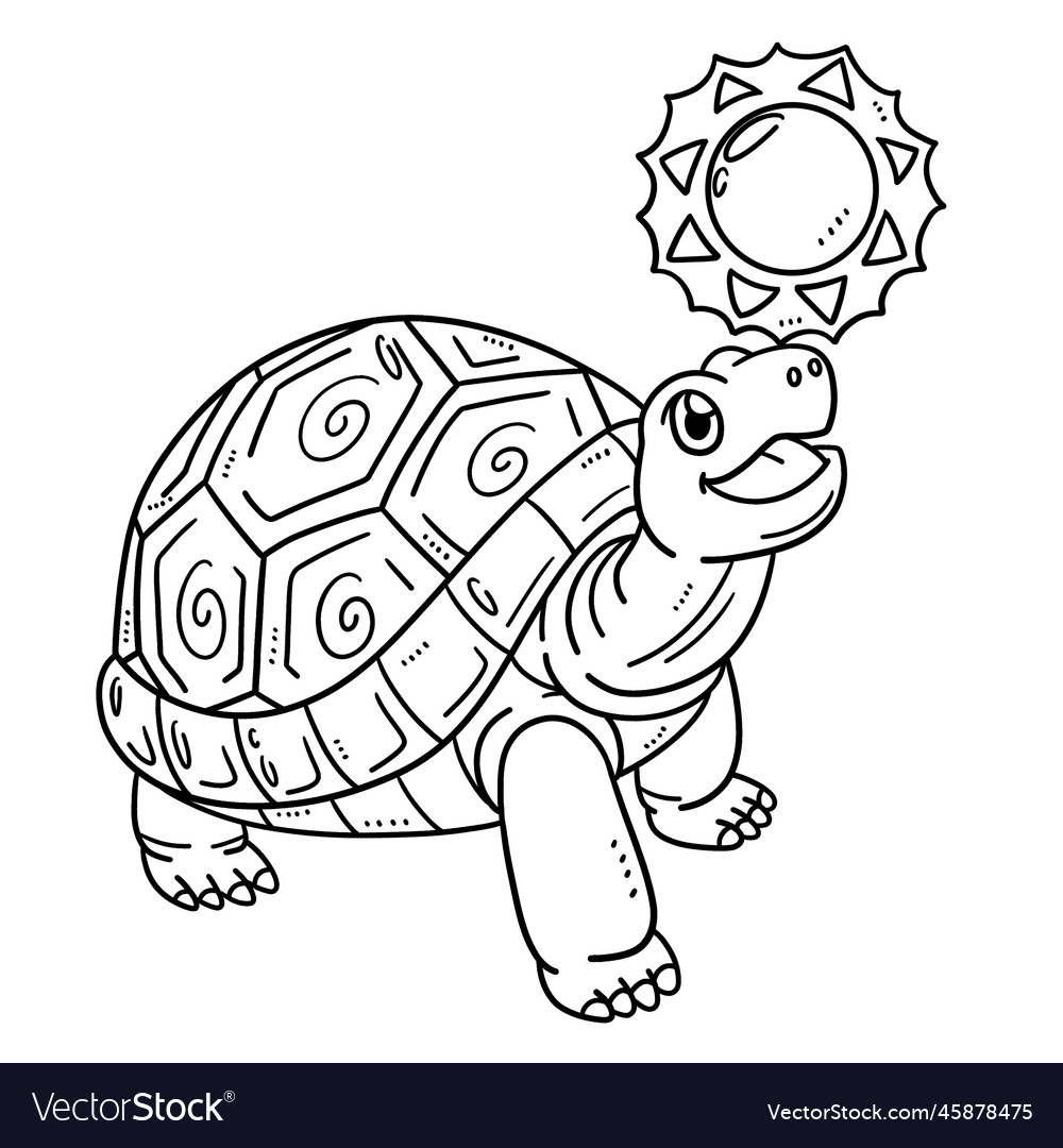 Tortoise playing isolated coloring page for kids vector image