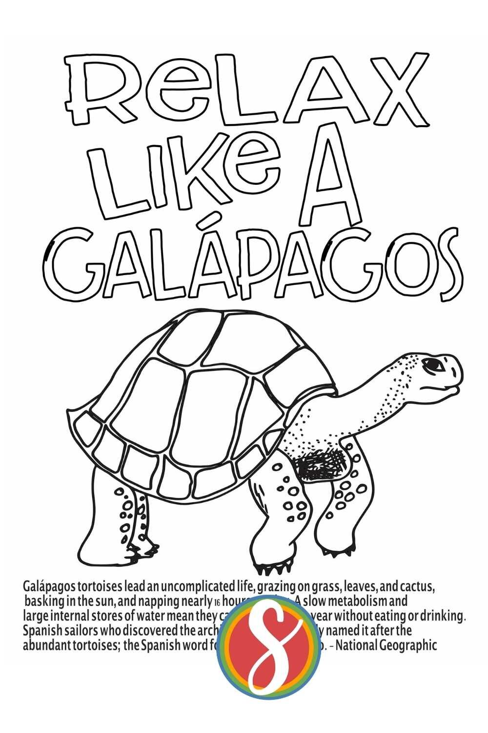 Galapagos tortoise facts free coloring page â stevie doodles