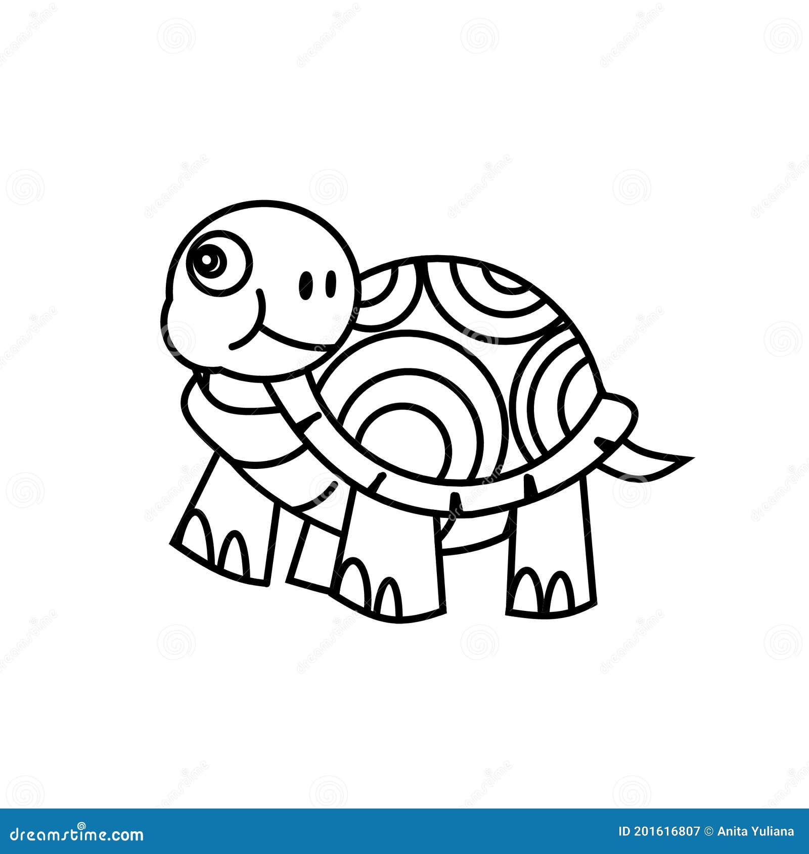 Printable tortoise coloring page for kids stock illustration