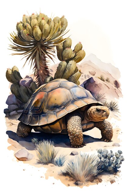Una pintura de una tortuga del dierto en el dierto foto premium