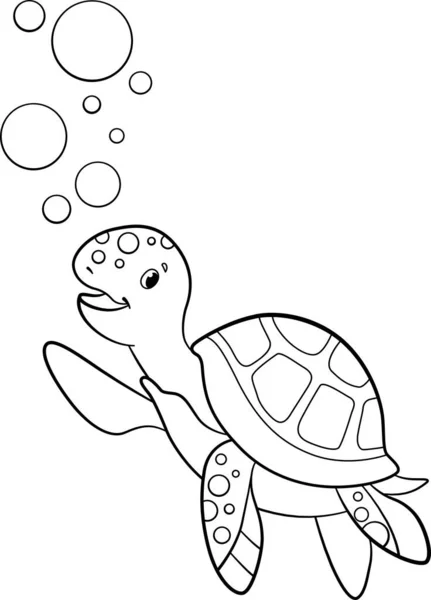 Coloring page mother sea turtle swims her little cute baby stock vector by ya