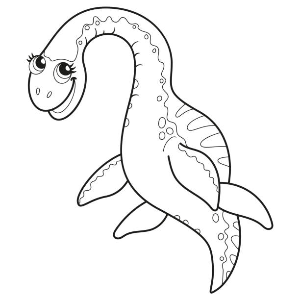 Coloring book for children baby elasmosaurus stock illustration
