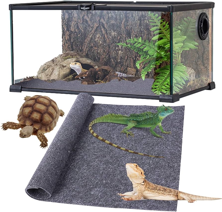 Jodimitty tapete para reptil con forro de terrario absorbente de agua tapete para reptil hidratante para lagarto tortuga leopardo geco serpiente dragãn barbudo gris