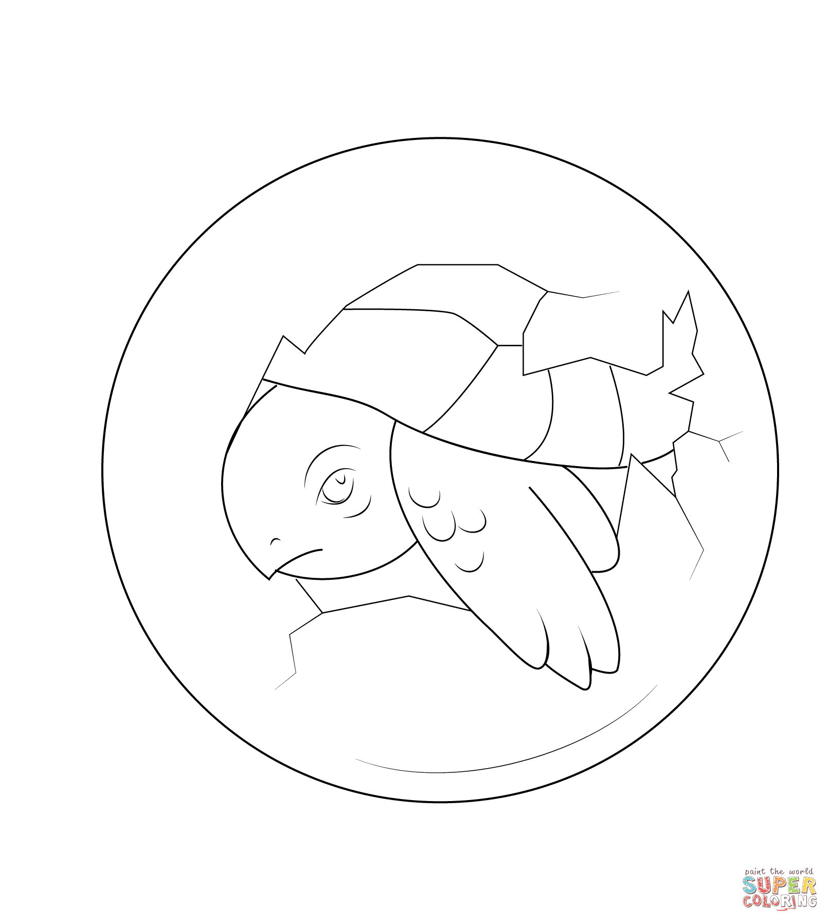 Baby turtle hatching from egg coloring page free printable coloring pages