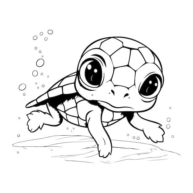 Linda pequeãa tortuga bebã nadando en el mar ilustraciãn vectorial vector premium