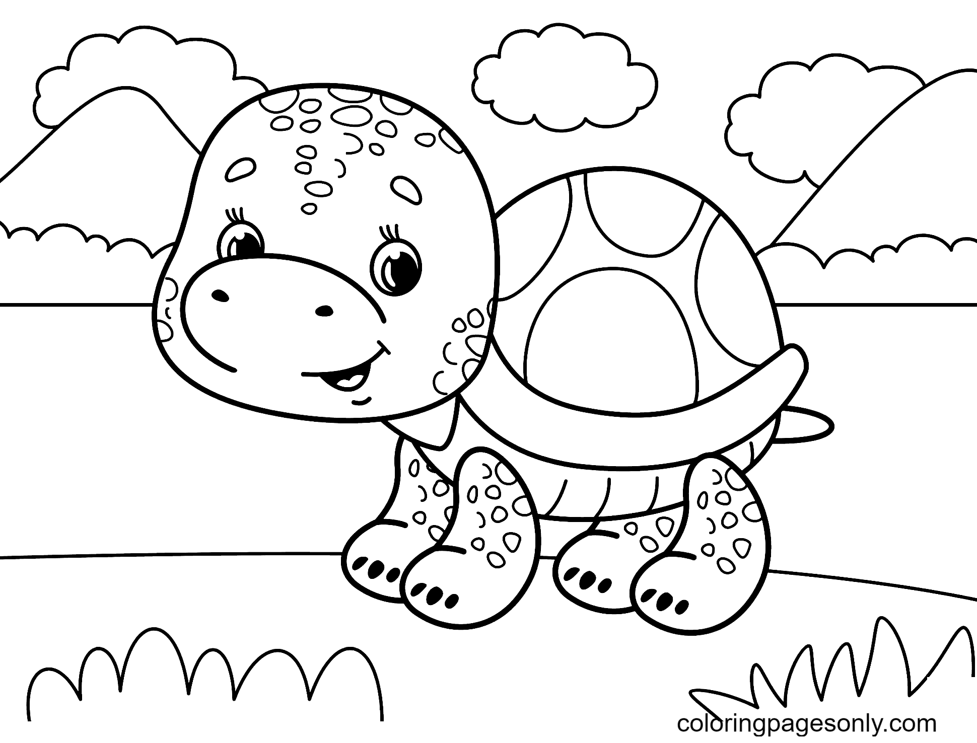 Tiny turtle coloring page