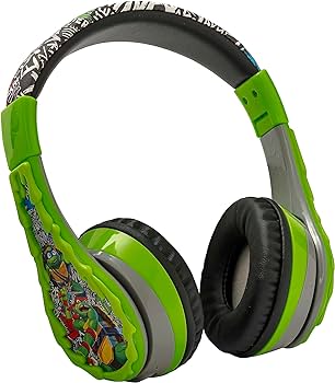 Ekids teenage mutant ninja turtles wireless headphones for kids bluetooth headphones with microphone includes aux cord headphones for school home or travel electronics