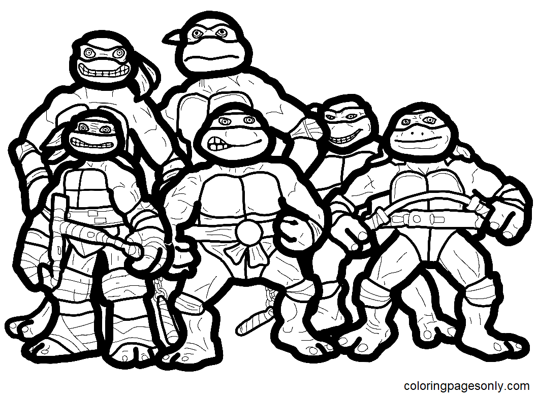 Ninja turtles for kids coloring page