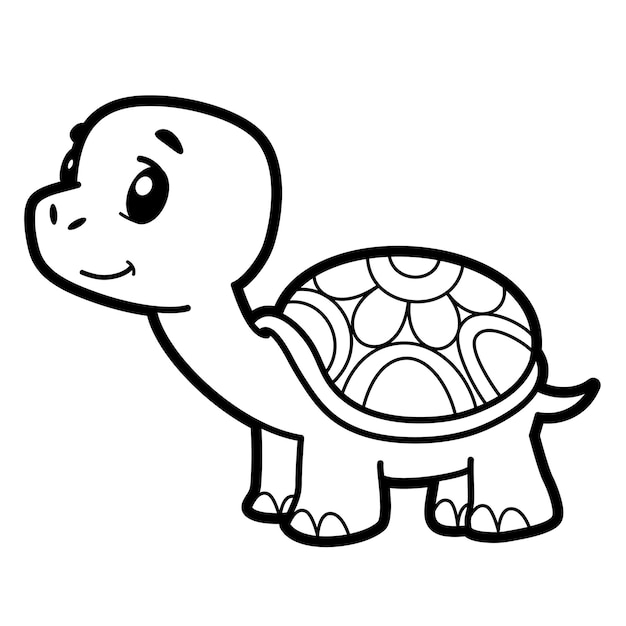Premium vector coloring book or page for kids black and white turtle