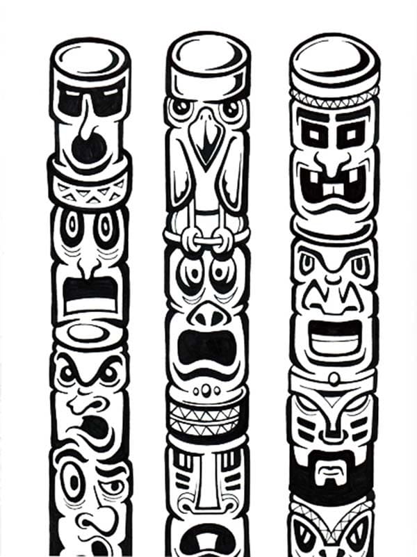 Totem poles coloring page