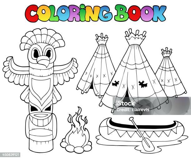 Coloring book with totem stock illustration