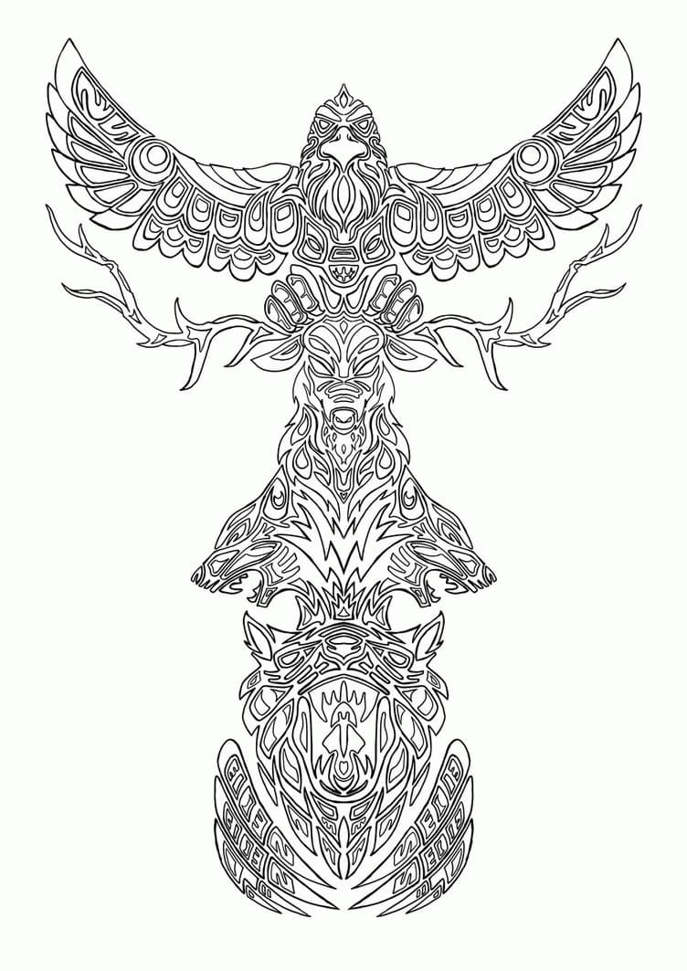 Amazing totem pole coloring page