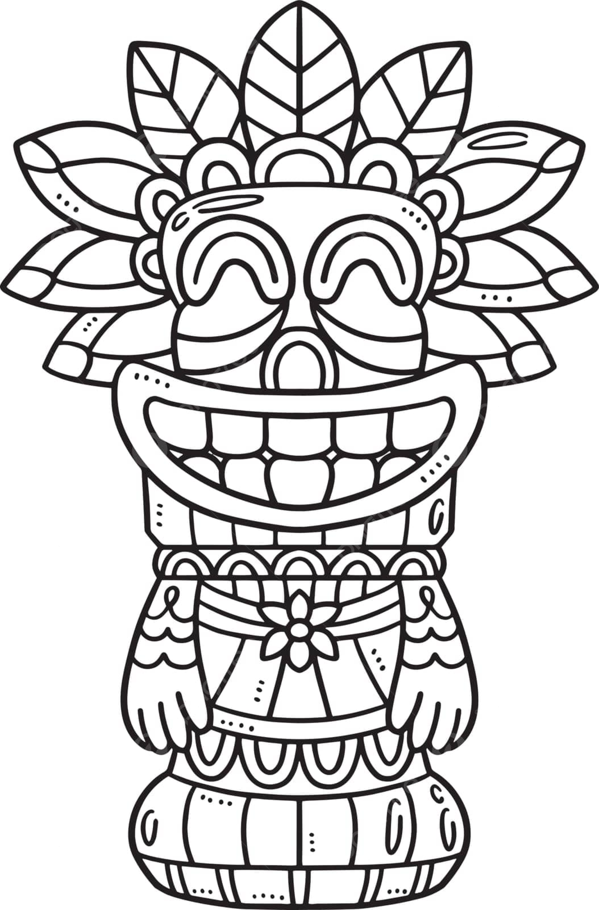 Kids coloring page isolated tiki totem pole for fun vector ring drawing kid drawing color drawing png and vector with transparent background for free download