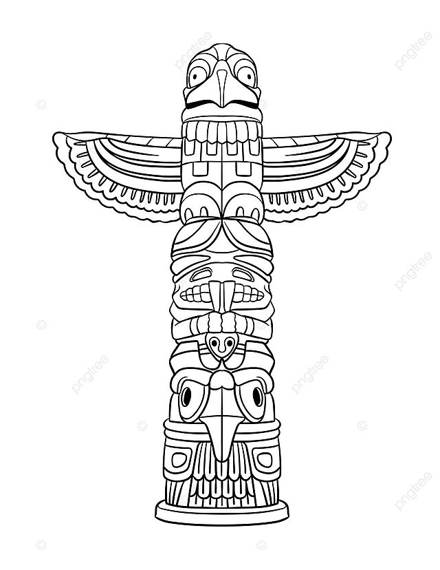 Native american indian totem isolated coloring symbols design page vector ring drawing native american drawing color drawing png and vector with transparent background for free download
