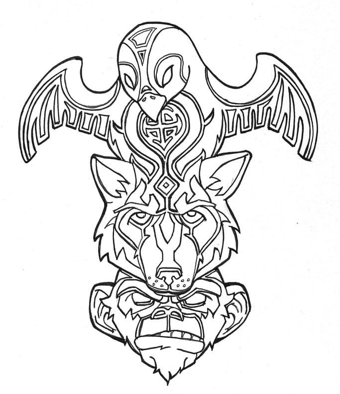 Amazing totem pole coloring page