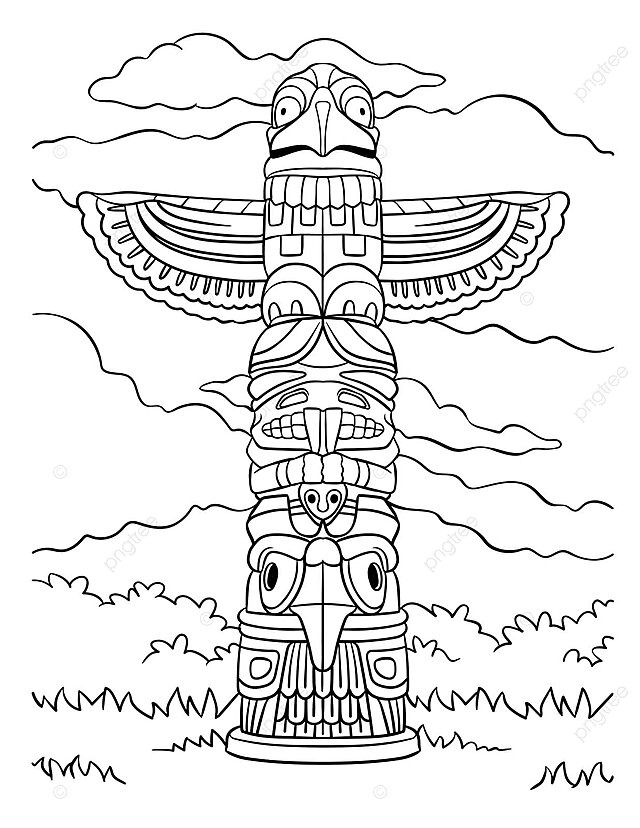 Native american indian totem coloring page background toddler totem vector ring drawing native american drawing color drawing png and vector with transparent background for free download