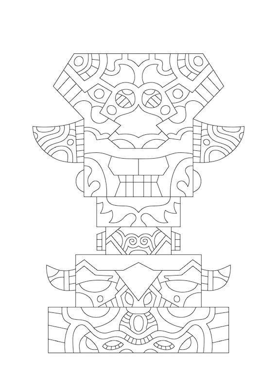 Pages with totem poles coloring pages