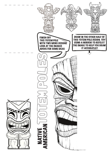 Native american totem pole worksheet teaching resources
