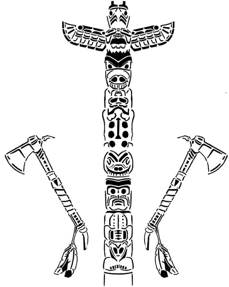 Totem pole sheet coloring page