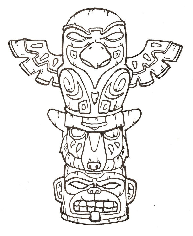 Free printable totem pole coloring pages for kids