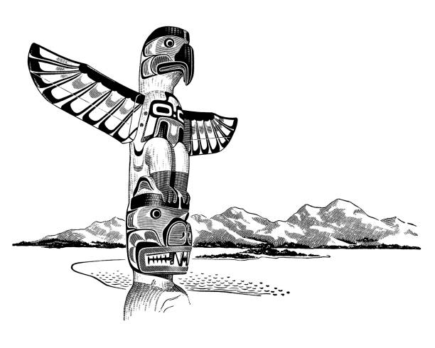 Alaska totem pole stock illustrations royalty