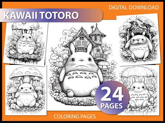 Kawaii totoro adult coloring page totoro coloring page anime coloring pages grayscale coloring kawaii totoro coloring page adult