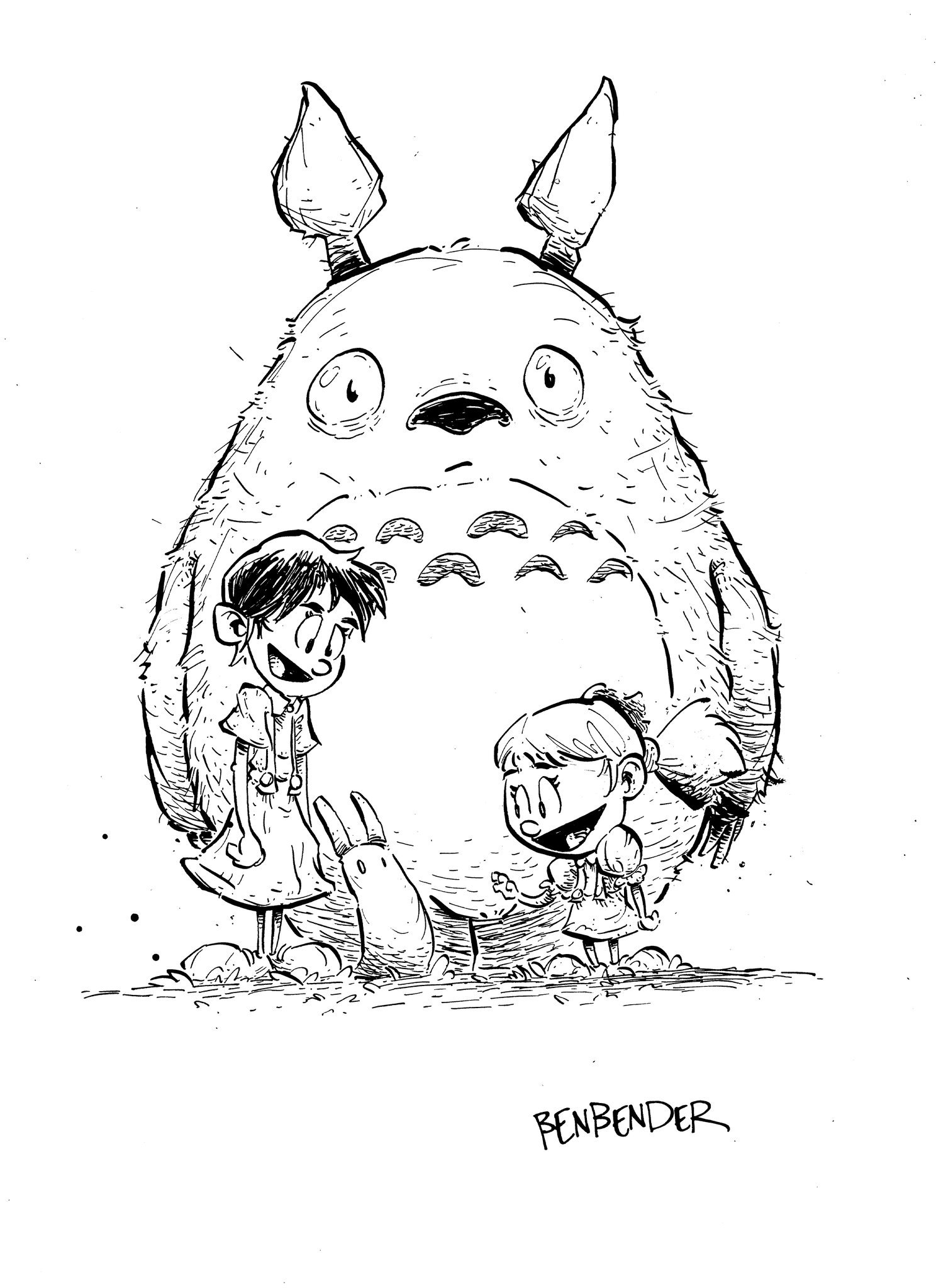 Ben bender on x totoro looking forward to coloring this one too ghibli studioghibli miyazaki torpor fanart dailysketch ink art cartoon httpstcoirnwklodc x