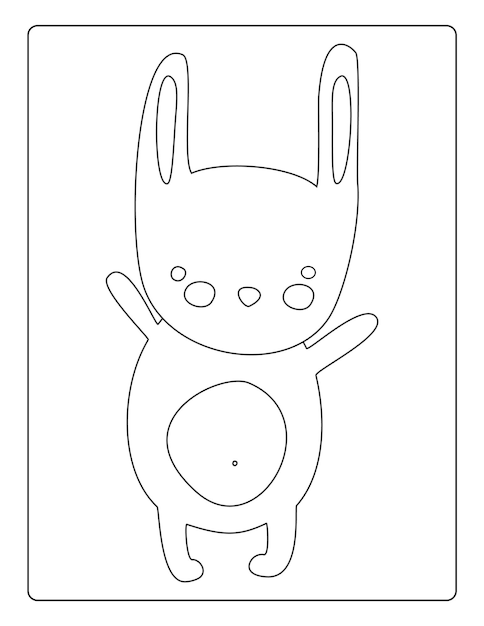 Premium vector animals coloring pages for kids with cute animals black and white activity worksheet