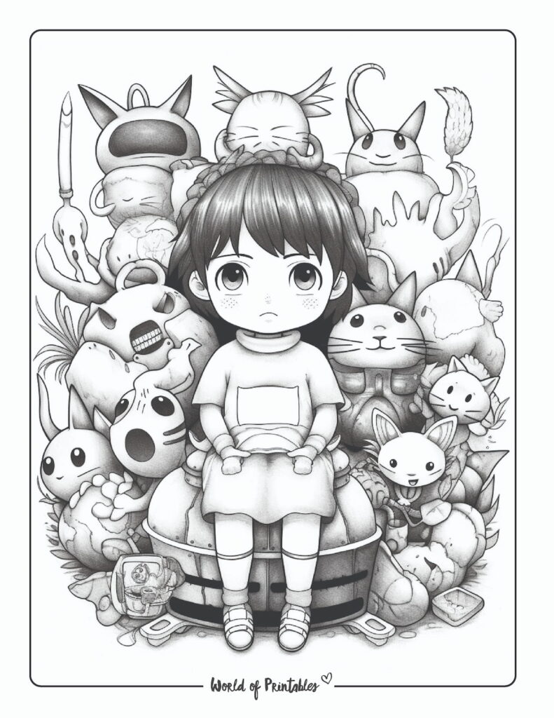 Anime coloring pages for kids adults