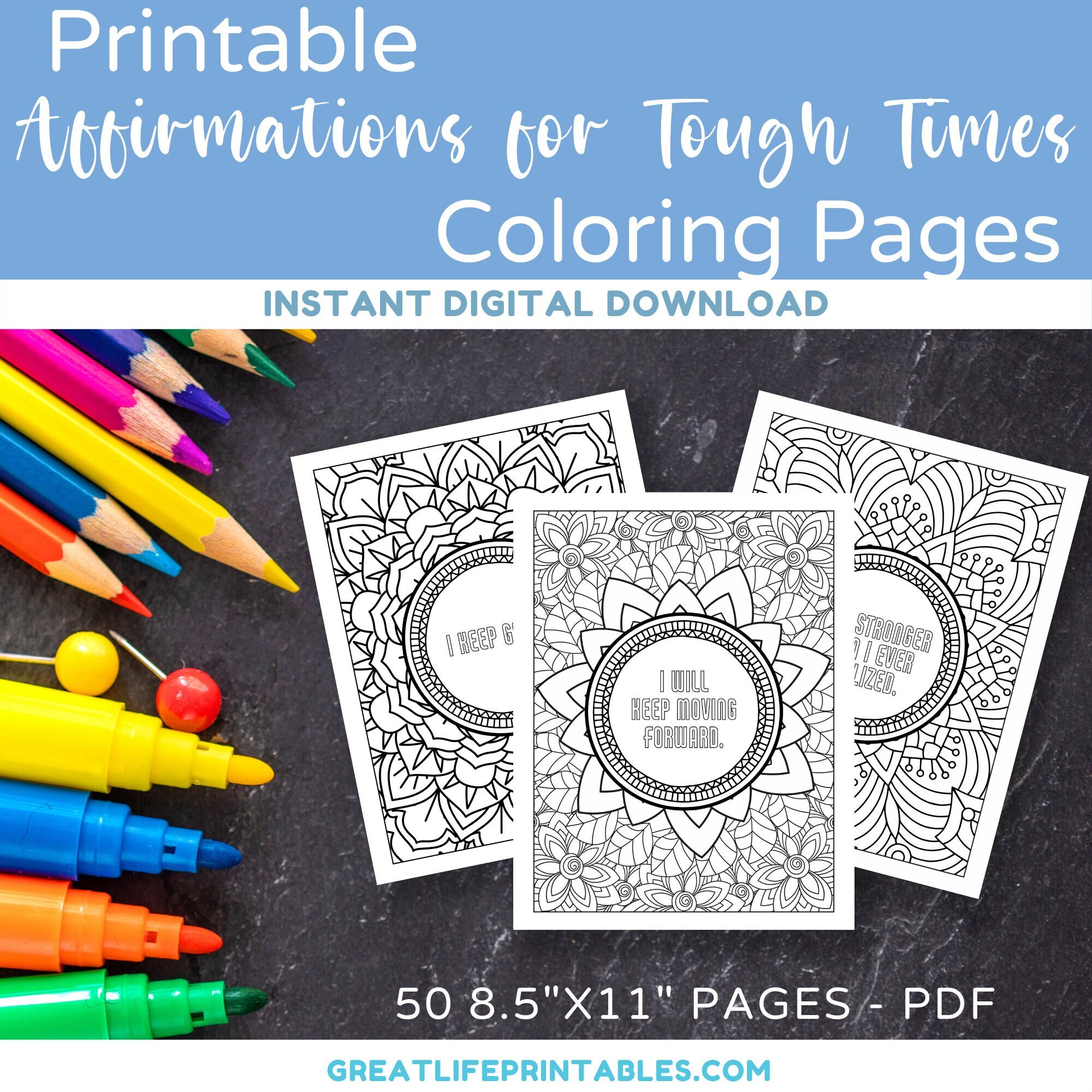 Buy tough times printable affirmation coloring pages adult coloring page mandala coloring motivational coloring pages instant download pdf online in india