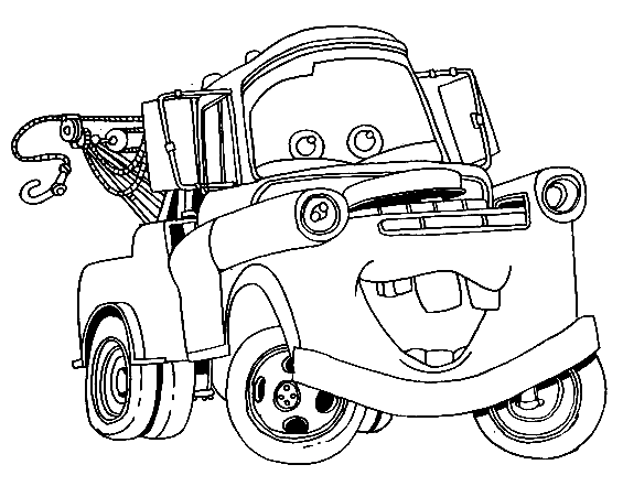 Disney cars tow mater coloring page