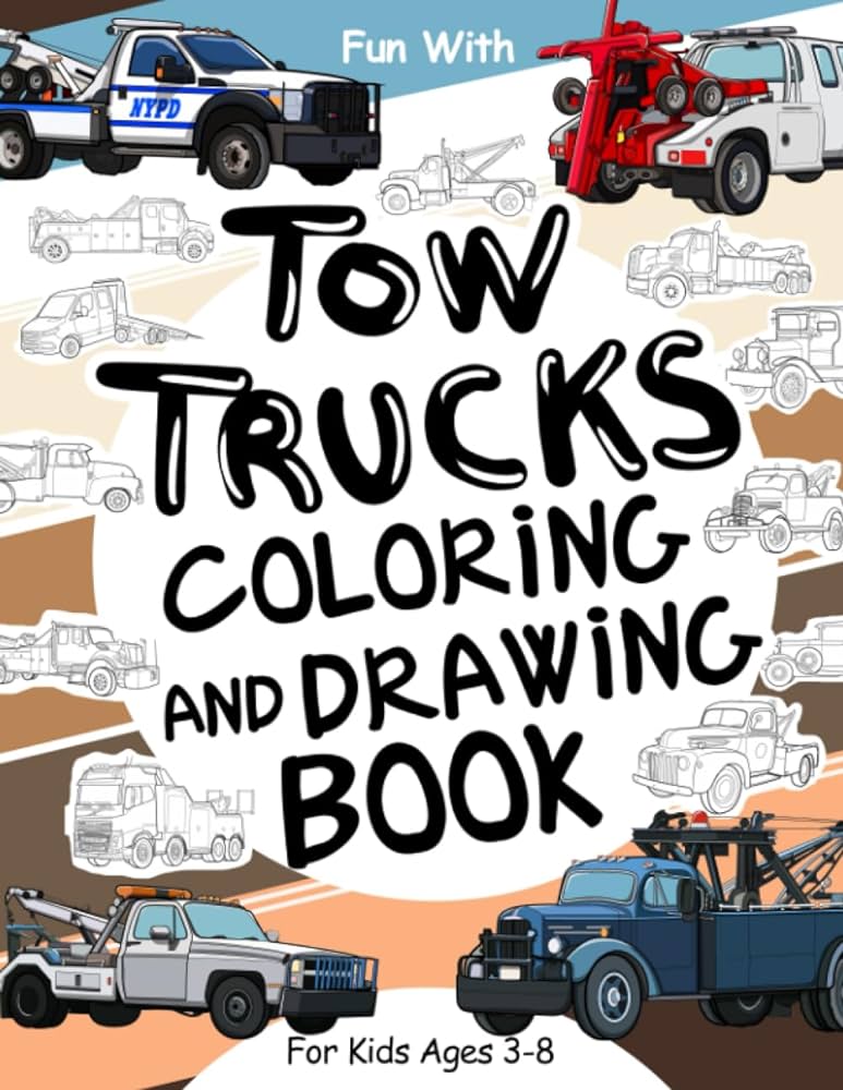 Tow trucks coloring and drawing book for kids ages