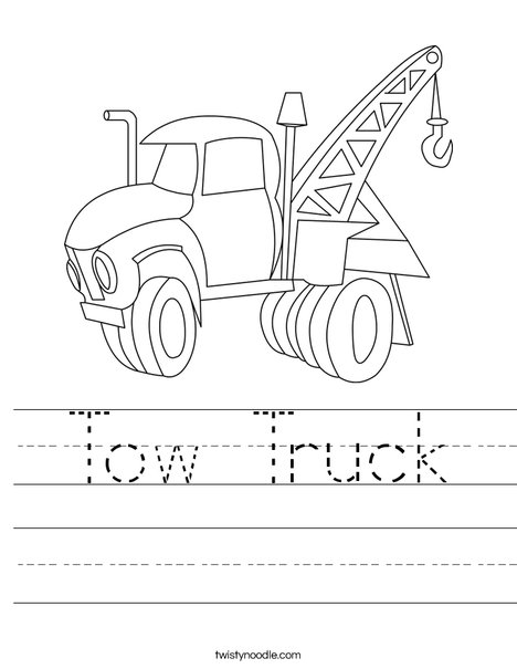 Tow truck worksheet