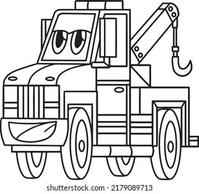 Tow truck face vehicle coloring page stock vector royalty free