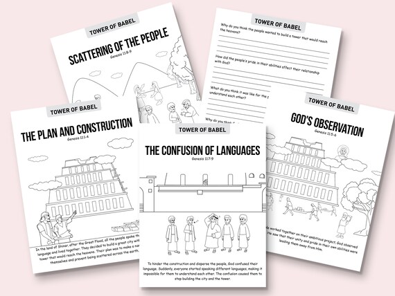 Tower of babel bible story coloring pages