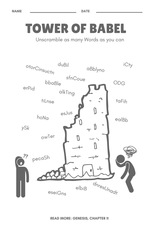 Free printable tower of babel activity sheets â help my kids are bored