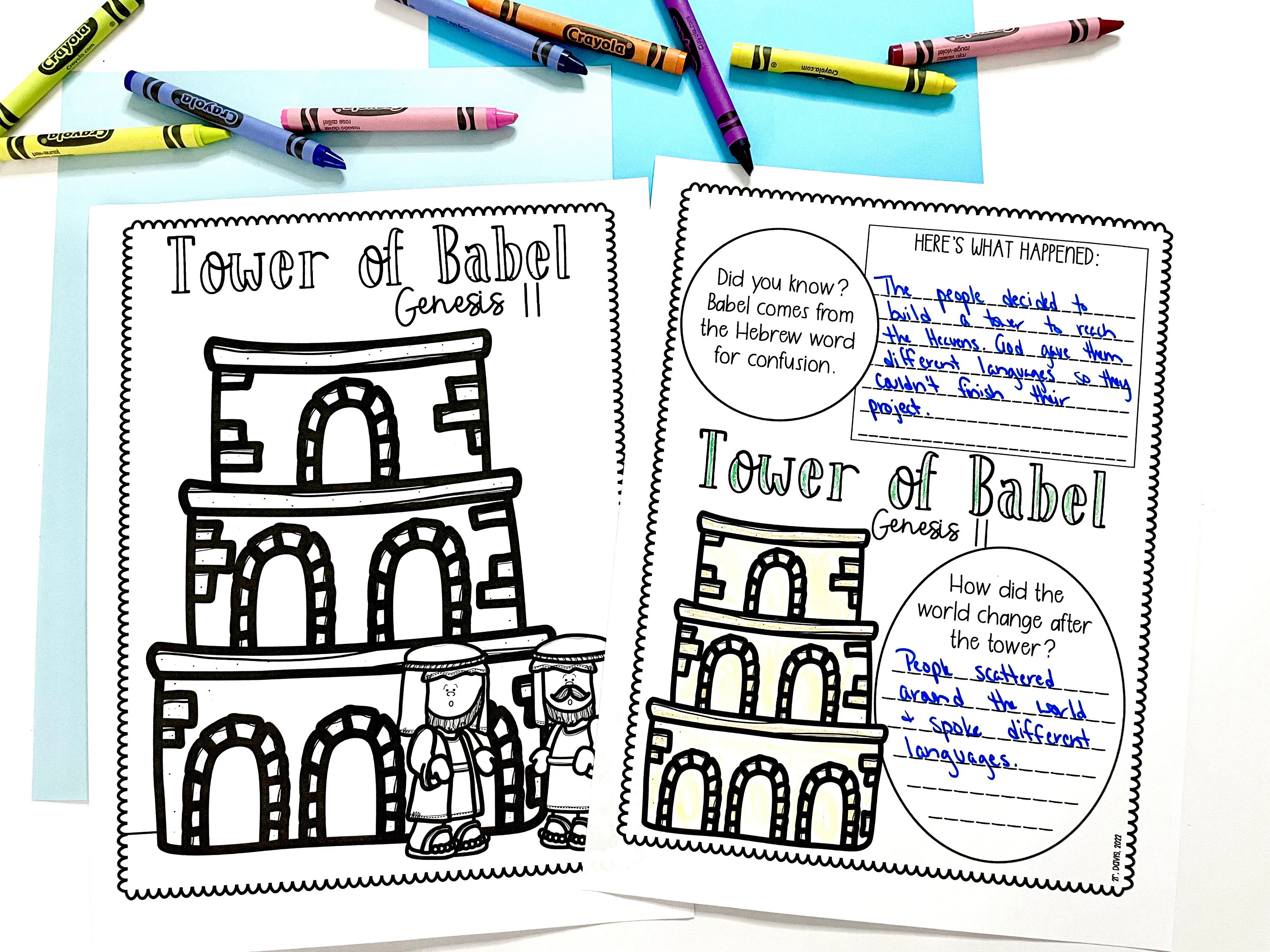Tower of babel interactive bible lesson printable activity sheets print and go bible lesson for elementary students